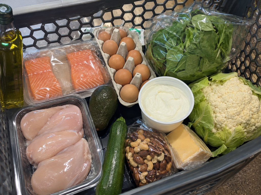 Budget keto grocery list shopping basket