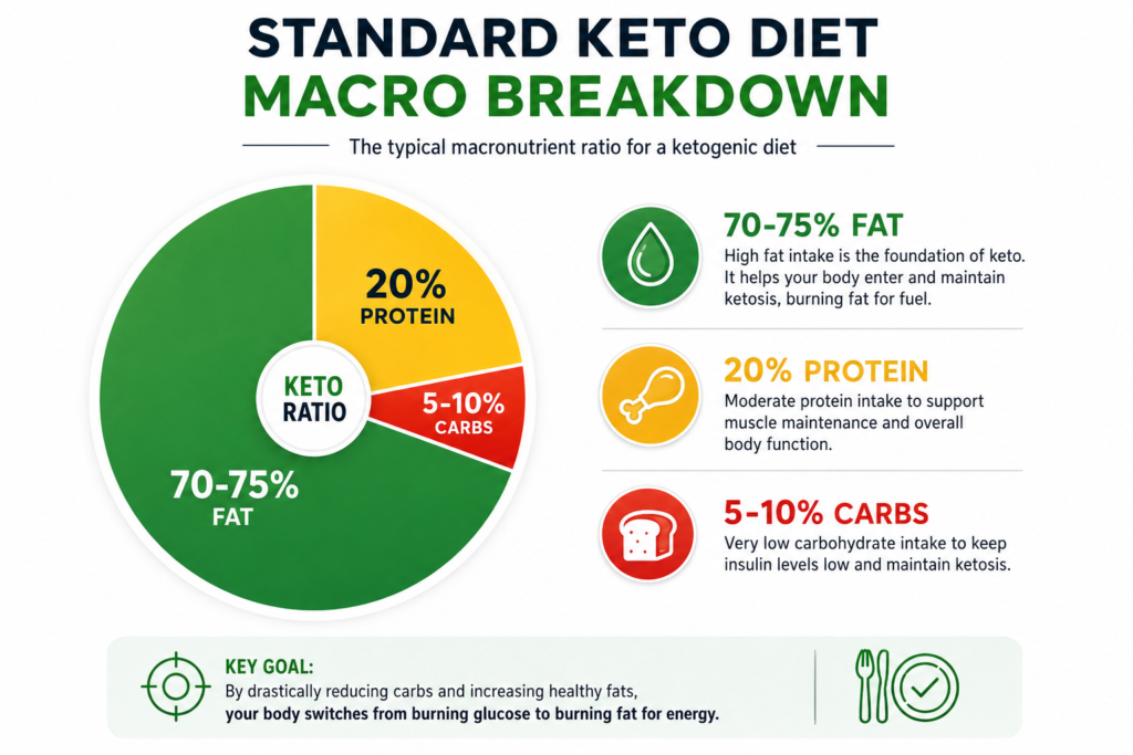 Standard keto diet macro breakdown chart